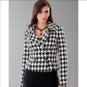 WHBM wool blend houndstooth cropped jacket